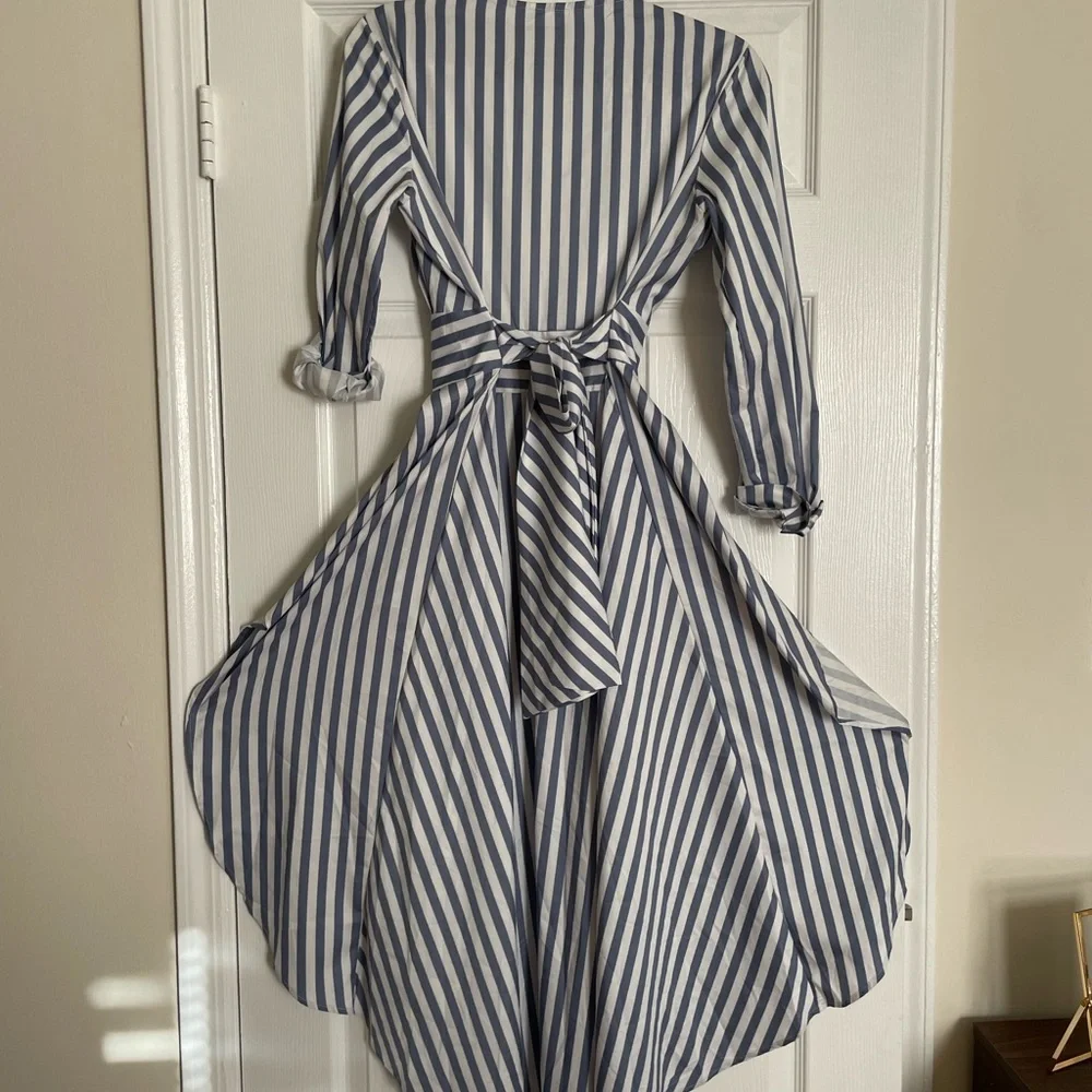 Striped Blue and White Women's Tunic - Picture 2 of 2